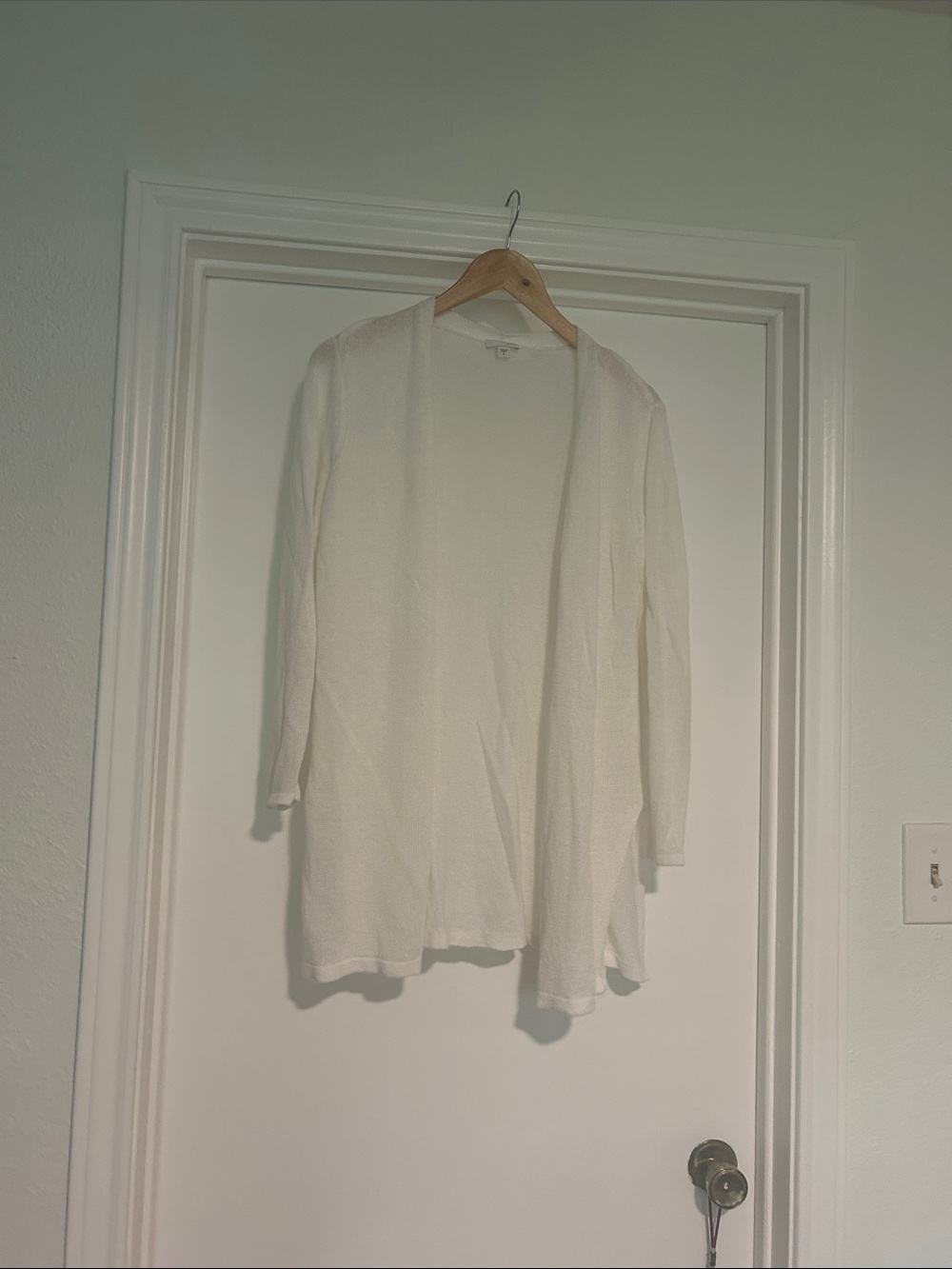 J. Jill 58% Linen Open-Front Lightweight Cardigan - White/Cream